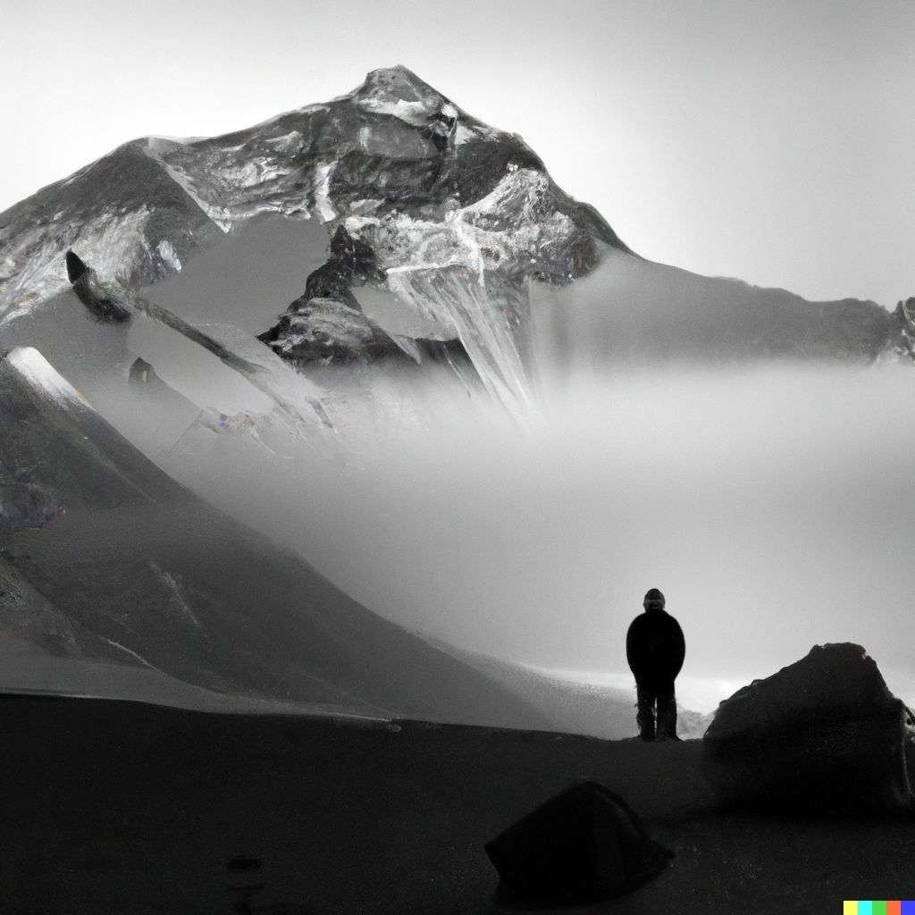 someone gazing at Mount Everest, photograph taken by Michael Kenna